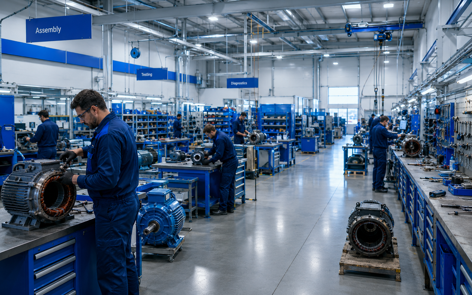 Motor em inspeção